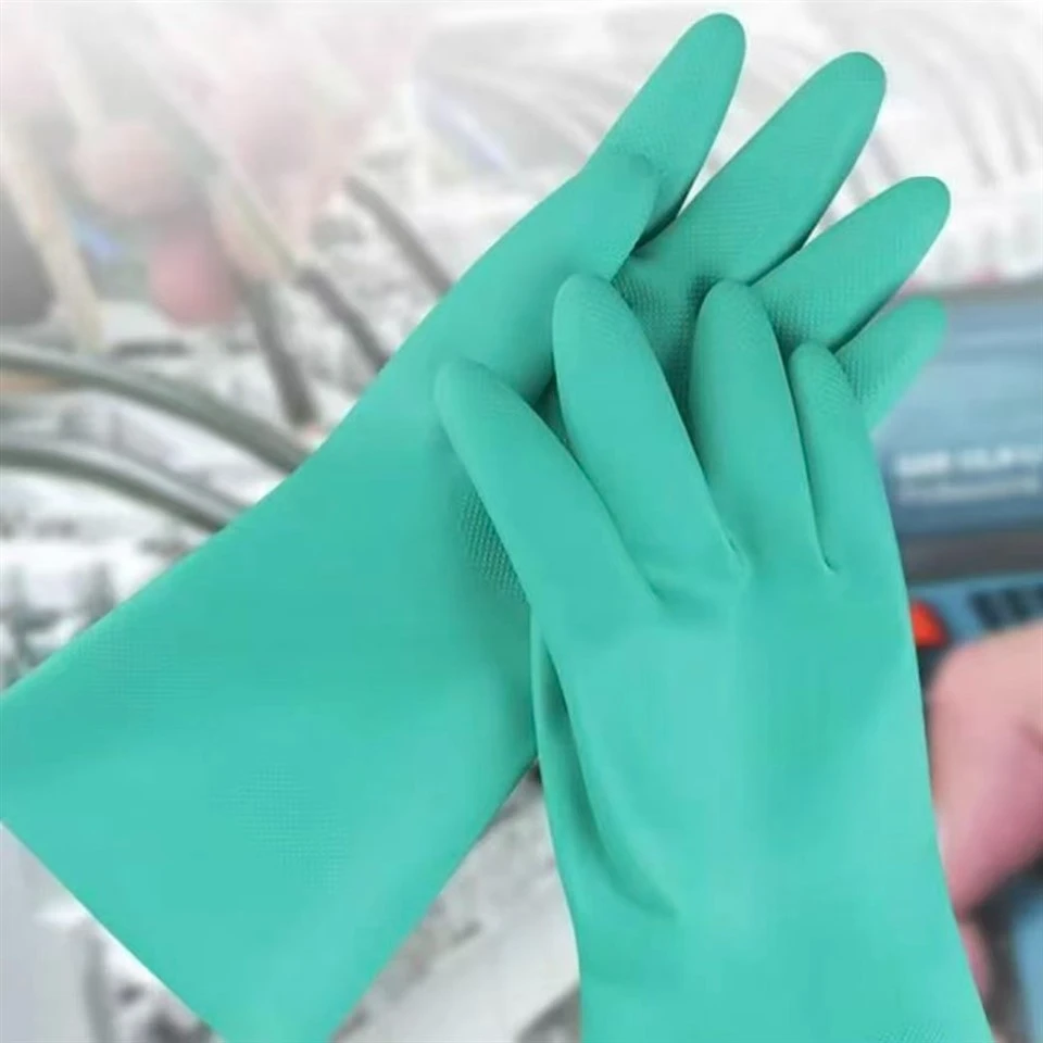 Green Nitrile Chemical Resistant Gloves factory